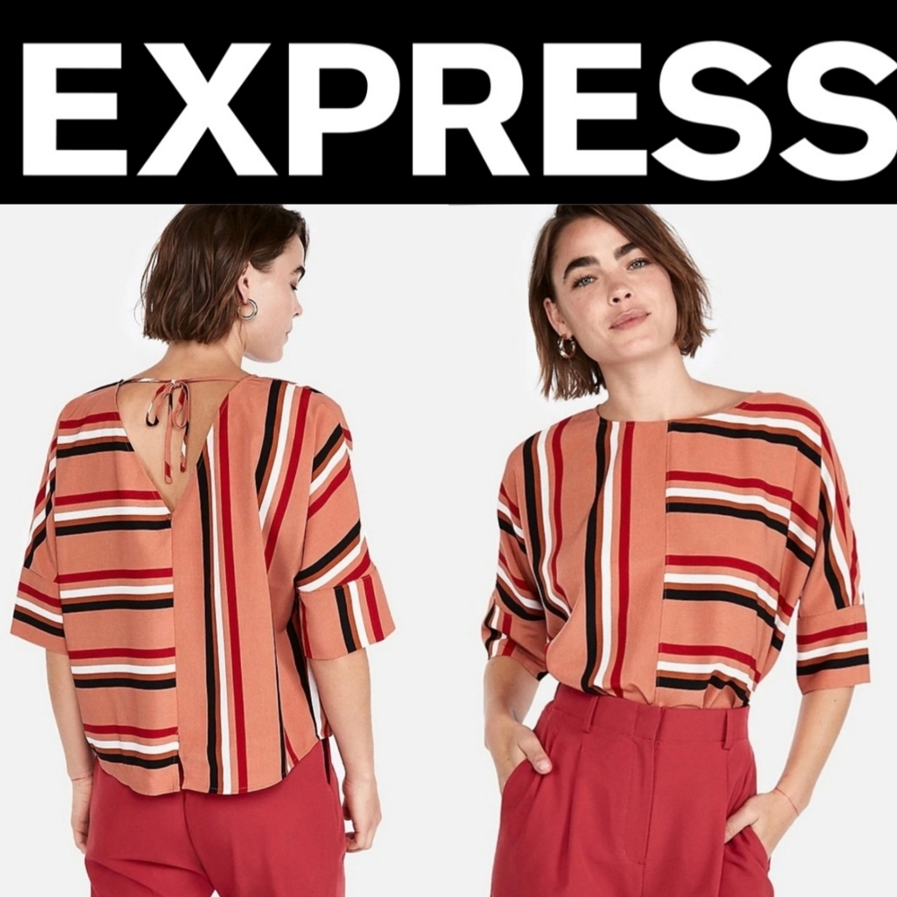 NWT Express Women's Orange Striped or perpendicular Top Oversize S/P